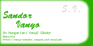 sandor vanyo business card